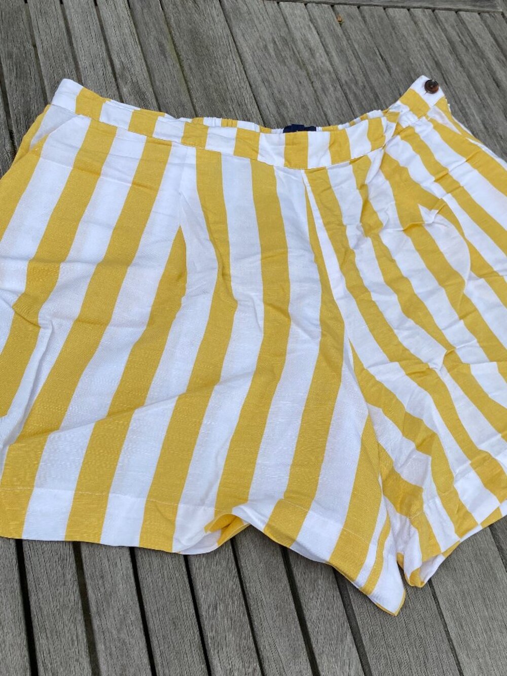 Cute yellow and white striped shorts from Joules, Size 14